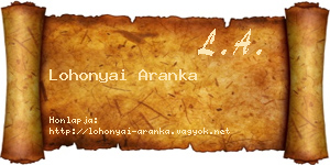Lohonyai Aranka névjegykártya